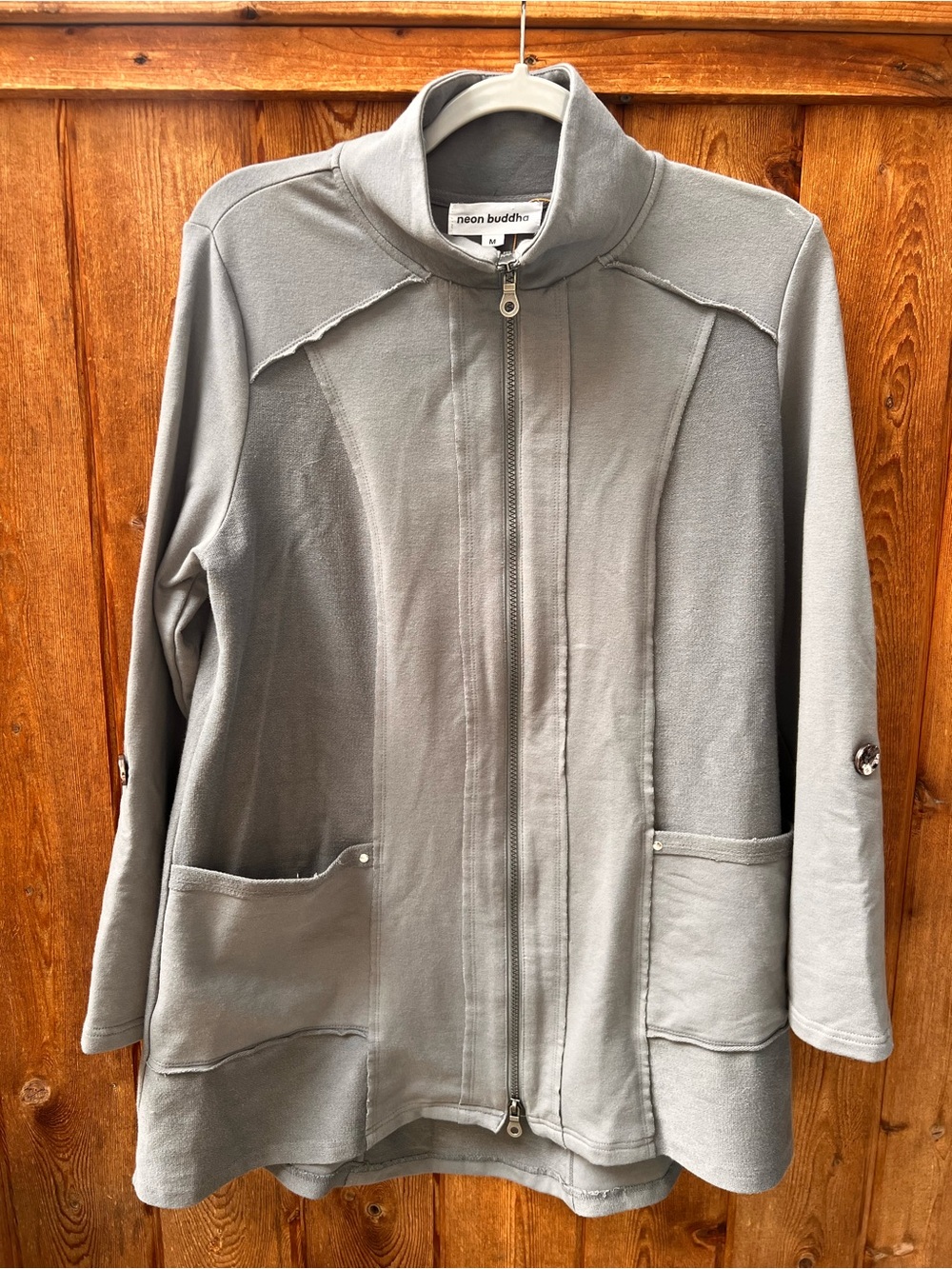 Neon Buddha Gray Roadtrip Mock Neck Zip Up Jacket Tunic Size M
